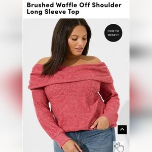 Brushed Waffle Off Shoulder Long Sleeve Top